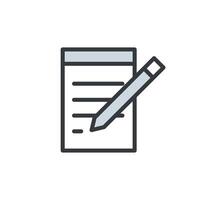 Writing on Notepad with Pen Icon. Document Icon, Notebook Icon, Pen Icon Writing on Paper Flat Icon vector