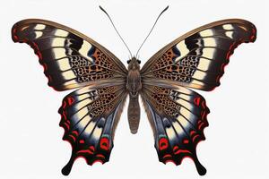 AI generated Beautiful, stylized California Tortoiseshell butterfly on a white background, AI generated photo