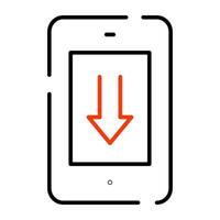 Downward arrow inside smartwatch, concept of mobile download vector