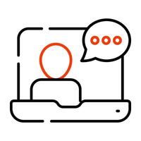 Avatar inside laptop with chat bubble, concept of video chat icon vector