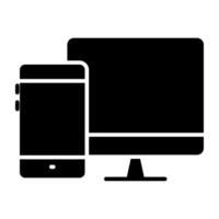 Mobile phone with monitor, icon of responsive design vector