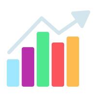 Bar chart with upward arrow, concept of growth chart vector