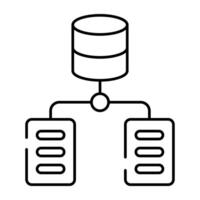 A linear design icon of data server network vector