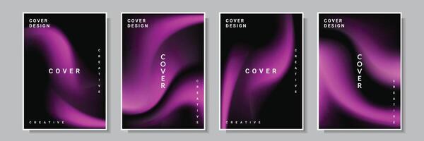 modern violet wave gradation abstract style cover template background, set collection design vector