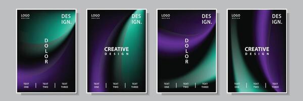 modern abstract wave gradation color cover template background set collection design vector