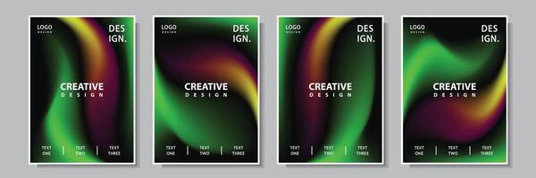 abstract wave gradation colorful cover template background set collection design vector