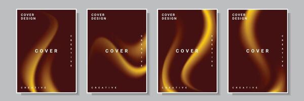 abstract wave gradation cover template background yellow and red color set collection design vector