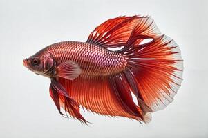 ai generado rojo medio Luna siamés Betta pescado aislado en blanco antecedentes. ai generativo foto