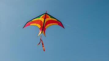 AI generated A colorful kite soaring in a cloudless sky, capturing the carefree and whimsical spirit of summer. ai generative photo