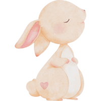 Hand painted watercolor of a cute bunny png