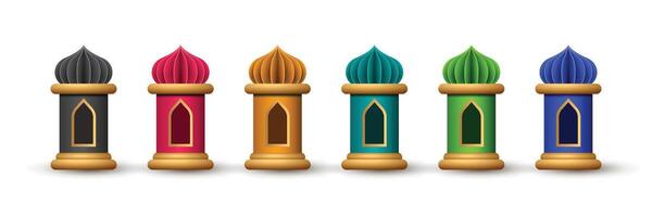 3d lantern ornament colorful luxury arabic collection vector design graphic