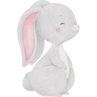 Hand painted watercolor of a cute bunny png