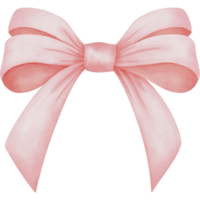 Pink bow on a transparent background, Pink ribbon, Hand painted watercolor, PNG