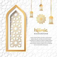 islamic social media post background with lantern ornament and golden arabic style pattern design vector