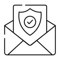 Envelope with shield, icon of secure letter vector