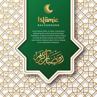 Islamic background with patten ramadan kareem, green color social media template vector design