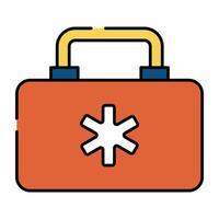 Medical emergency treatment icon, vector design of first aid box