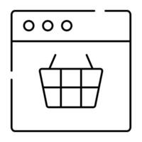 Basket on web page showing concept of web shopping vector