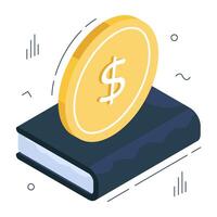 Book with dollar, isometric design of educational grant vector