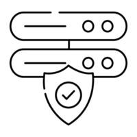Shield with server rack, icon of secure server vector