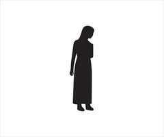 silueta de un niña en un blanco antecedentes. vector ilustración.