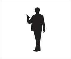 Businessman black silhouette isolated on white background. Vector Illustration.