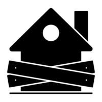 Residential property icon, solid design of ban house vector