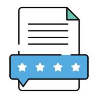 Stars on folded paper, flat design icon of customer rating vector