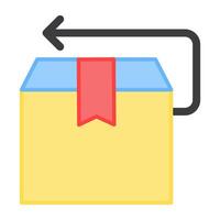 Carton with back arrow, icon of parcel return vector