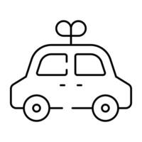 un privado transporte icono, lineal diseño de mini coche vector