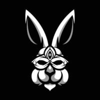 Rabbit Masked Black and White vector