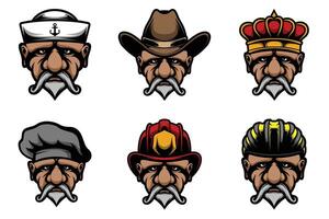 Old Man Heads Bundle vector