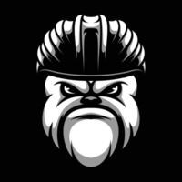 Bulldog Bicycle Helmet Black and White vector