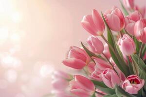 AI generated AI Generated Mother's day, Valentine's Day background concept with tulip flower. photo