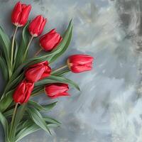 AI generated AI Generated Mother's day, Valentine's Day background concept with tulip flower. photo