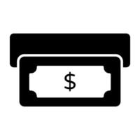 Cash withdrawal icon in solid design vector