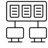 Db racks with monitors denoting concept of server hosting vector