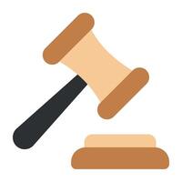 Judge accessory icon, flat design of auction vector