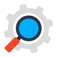 Gear with magnifying glass, icon of search setting vector