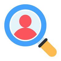 Avatar under magnifying glass, search user icon vector