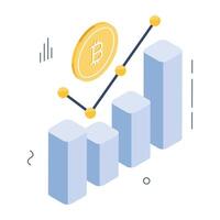 Trendy design icon of bitcoin analytics vector