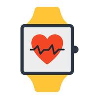 Health tracker smartband icon, flat design of smartwatch vector