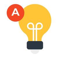 Light bulb icon, flat design of idea vector