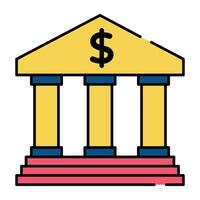dólar en el edificio que muestra el icono del edificio del banco vector