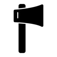 Wood cutting tool icon, solid design of axe vector