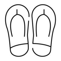 A pair of beach slippers icon, linear design of flip flop vector