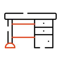 A linear design icon of desk vector