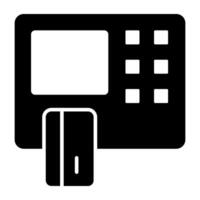 Atm withdrawal icon in filled design vector