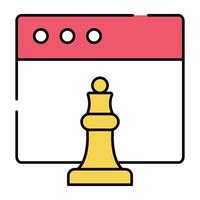 Chess piece on web page, concept of digital strategy vector