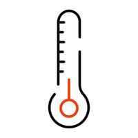 A temperature gauge icon, linear design of thermometer vector